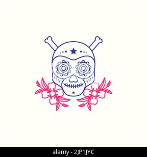 art skull bones with flowers culture logo design Stock Vector