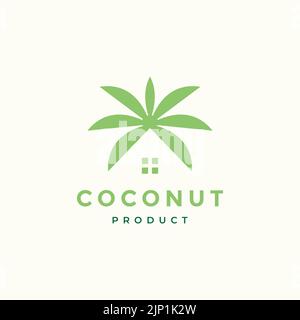 home with coconut tree logo design Stock Vector