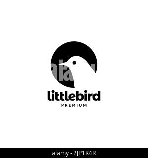 negative space little bird logo design Stock Vector