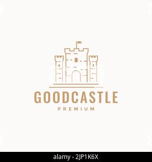 minimalist hipster castle logo design Stock Vector