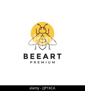 honey bee line art minimalist logo design Stock Vector