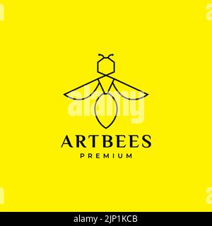 minimalist art bee line modern logo design Stock Vector