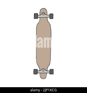 Vector hand drawn doodle sketch colored long board skateboard isolated on white background Stock Vector
