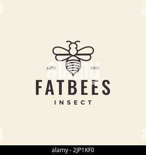 hipster queen bee logo design Stock Vector
