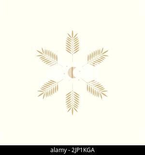 art crescent with palm leaves logo design Stock Vector