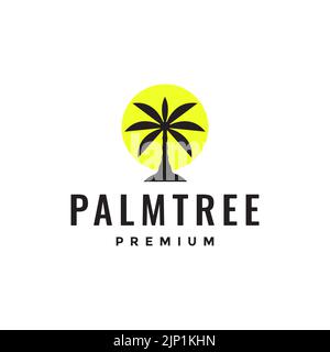 abstract palm tree with sun light logo design Stock Vector