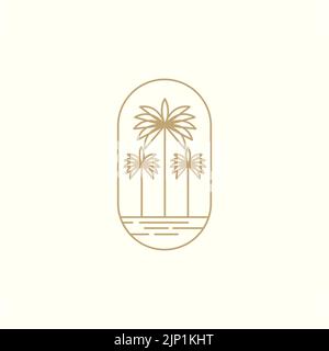 hipster minimalist trees palm logo design Stock Vector