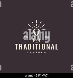 traditional lantern kerosene vintage hipster logo Stock Vector