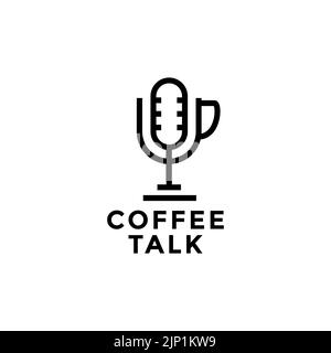 drinking glass with microphone podcast logo design Stock Vector