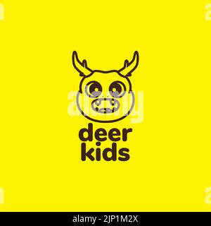 cute face little deer logo design Stock Vector