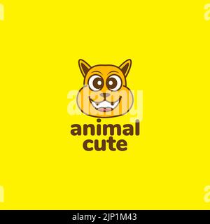 yellow face cute animal logo design Stock Vector