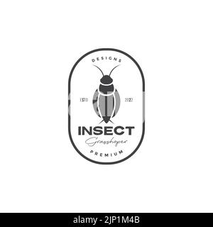 grasshopper badge vintage logo design Stock Vector