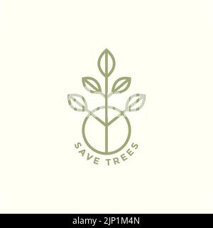 geometric circle line foliage logo design Stock Vector