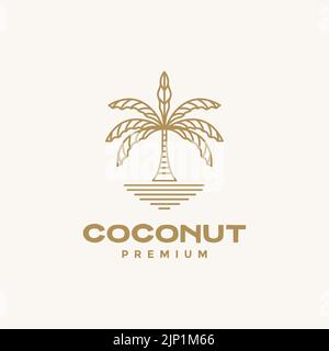 minimalist hipster coconut tree logo design Stock Vector