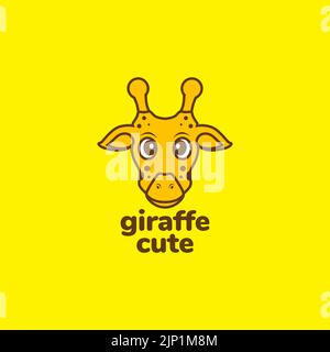cute face giraffe logo design Stock Vector
