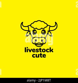 head line bulls cow logo design Stock Vector