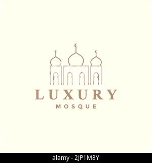 line luxury mosque logo design Stock Vector