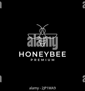 line minimal bee logo design Stock Vector