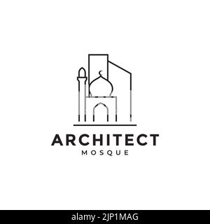 minimalist architect mosque icon logo design Stock Vector