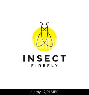 minimal line abstract firefly logo design Stock Vector