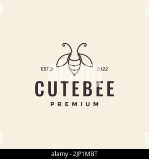 lines art hipster bee logo design Stock Vector