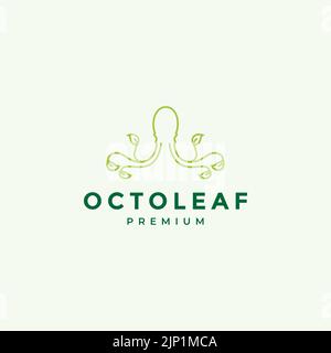 modern octopus with leaf logo design Stock Vector