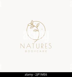 aesthetic circle with leaf logo design Stock Vector