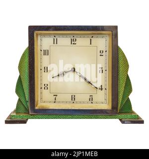 Vintage art deco alarm clock isolated on a white background Stock Photo