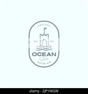 castle gate with water logo design Stock Vector