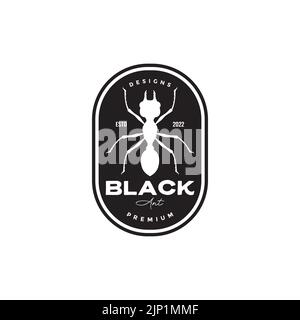 black ant vintage badge logo Stock Vector