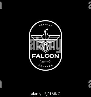 polygon line falcon logo badge Stock Vector