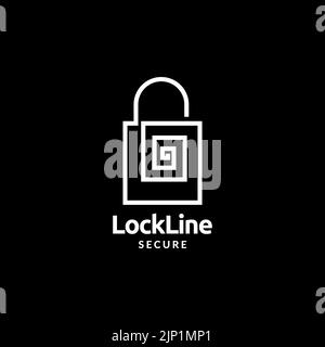 continuous line padlock logo design Stock Vector