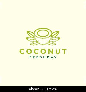 green young coconut fresh minimal logo design Stock Vector