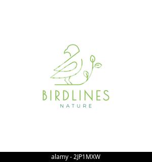 lines art minimalist bird logo design Stock Vector