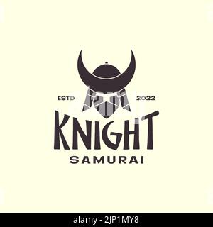 vintage face samurai logo design Stock Vector