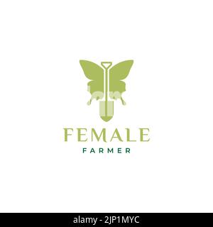 butterfly with shovel logo design Stock Vector