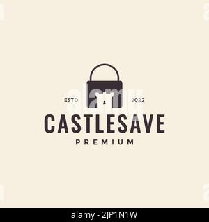 padlock with castle logo hipster Stock Vector