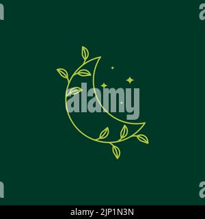 crescent with leaf logo design Stock Vector