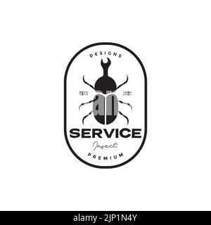 beetle service badge logo design Stock Vector
