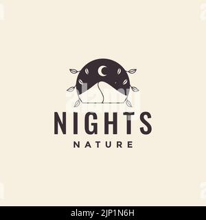 hipster mountain with crescent logo design Stock Vector
