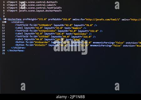Code redactor (IDE) with open javascript project using react Stock Photo