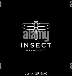 modern line flying dragonfly logo design Stock Vector
