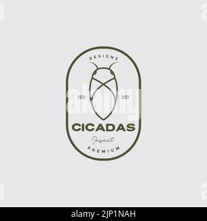 insect cicadas badge logo design Stock Vector