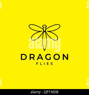 minimalist line flying dragonfly logo design Stock Vector