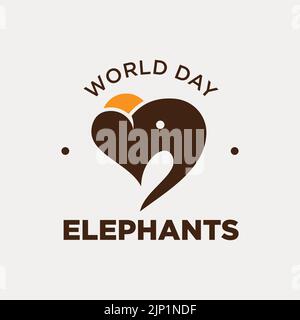 World Elephant Day August 12 template background. Vector illustration EPS.8 EPS.10 Stock Vector