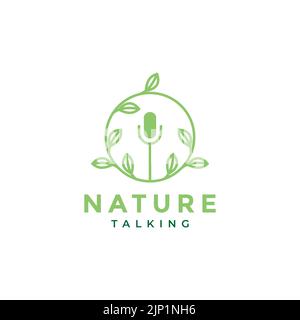 leaf microphone nature logo design Stock Vector