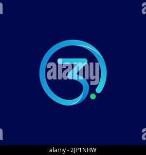 abstract geometric technology number 3 logo design Stock Vector
