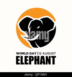 World Elephant Day August 12 template background. Vector illustration ...