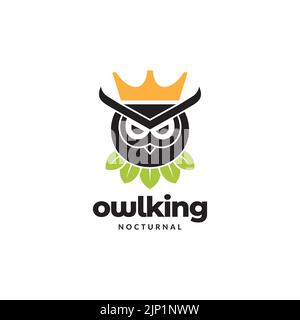 owl with crown king logo design Stock Vector