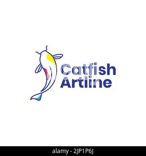 abstract catfish food logo design Stock Vector